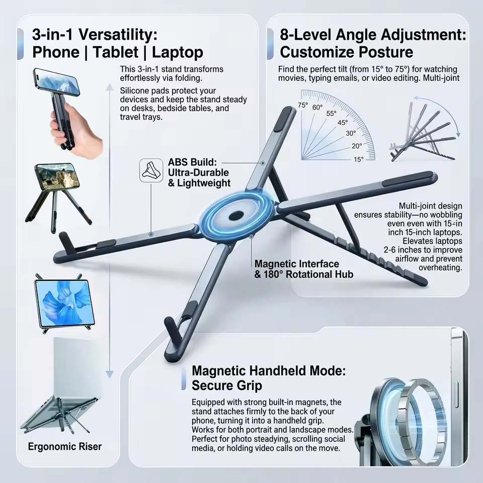 Laptop Tablet Accessories - Supporto Magnetico Portatile per Telefono e